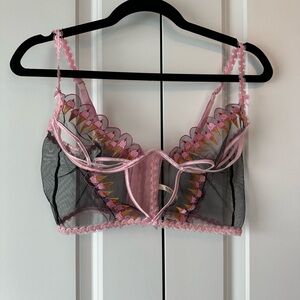 Roma Women’s Pink and Black Lace Ice Cream Bralette (Size M)